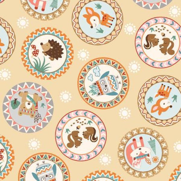 Tan Circles Camp-a-long Critters-priced by the 1/2 yard, cut to order 30018