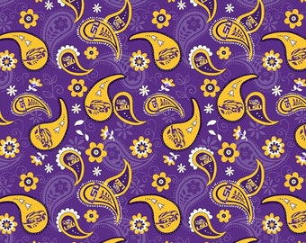 Louisiana State LSU Paisley-priced by the 1/2 yard, cut in one piece 71044