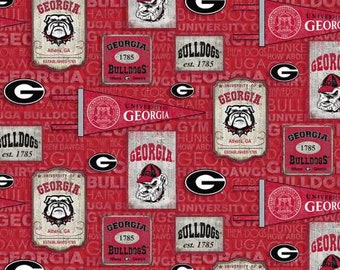 NCAA-Georgia Bulldogs Cotton Vintage Pennant-priced by the 1/2 yard, cut to order 71014