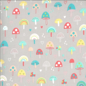 Hello Sunshine Mushrooms Multiple Colors from Moda (by Abi Hall)-priced by the 1/2 yard, cut in on piece 211095