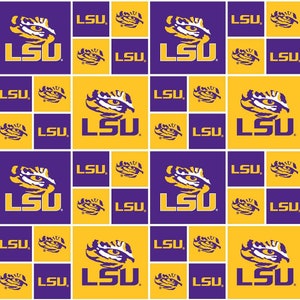 Louisiana State LSU Box Allover (by Sykel Enterprises 020)-priced by the 1/2 yard, cut in one piece 71050