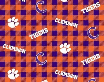 NCAA-Clemson Tigers Buffalo Plaid Cotton-priced by the 1/2 yard, cut to order 71006