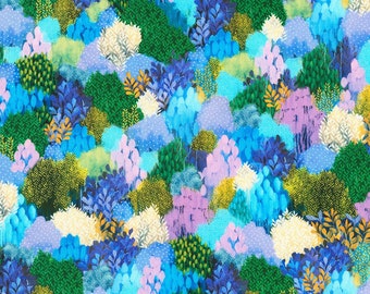 Robert Kayfman Fabrics Painterly Trees Clair Bremner Bushes Lupine-priced by the 1/2 yard, cut to order 70051