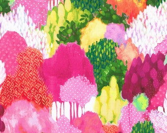 Robert Kayfman Fabrics Painterly Trees Clair Bremner Trees Raspberry-priced by the 1/2 yard, cut to order 70050