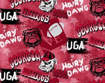 NCAA-Georgia Bulldogs Graffiti Cotton-priced by the 1/2 yard, cut to order 71020