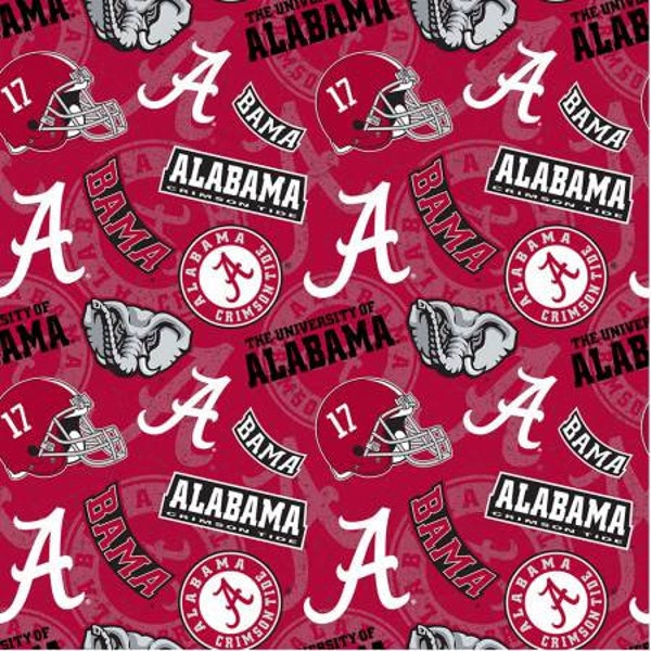 NCAA Alabama Tone on Tone Cotton by Sykel Enterprises-priced by the 1/2 yard, cut to order 71009