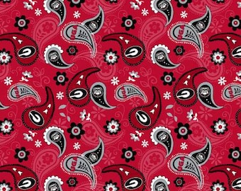 NCAA-Georgia Bulldogs Cotton Paisley-priced by the 1/2 yard, cut to order 71001
