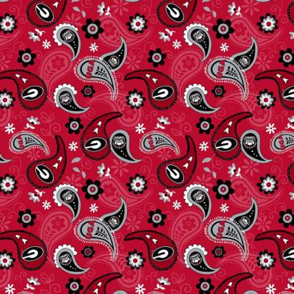 NCAA-Georgia Bulldogs Cotton Paisley-priced by the 1/2 yard, cut to order 71001