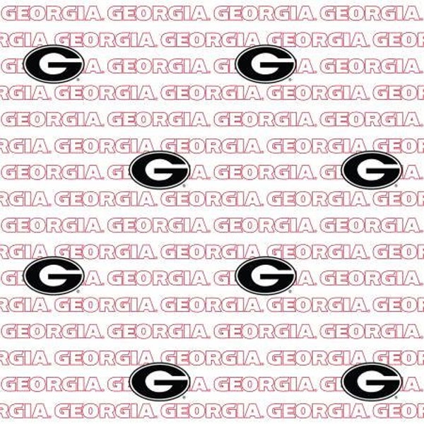 NCAA-Georgia Bulldogs White Block Letter -priced by the 1/2 yard, cut to order 71016