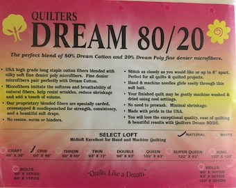 Throw Quilters Dream Batting 80/20 Throw White or Natural 60"x60"