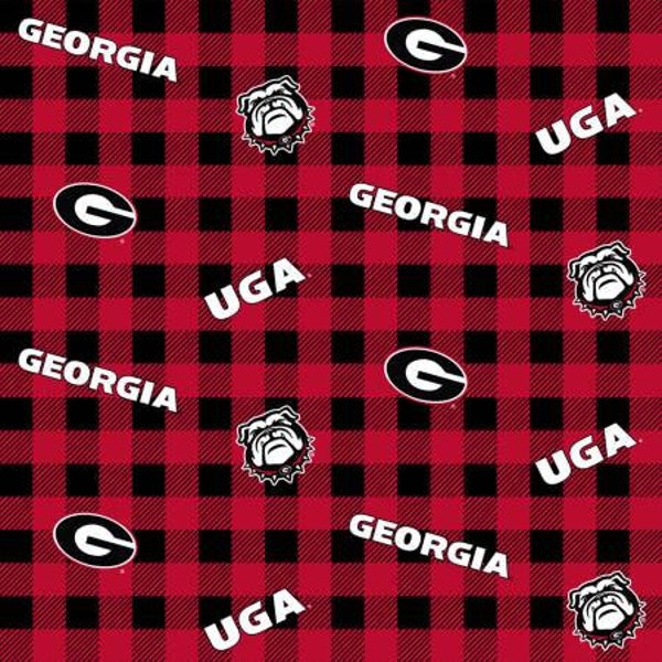 NCAA-Georgia Bulldogs Buffalo Plaid Cotton (College Collection, by Sykel Enterprises) priced by the 1/2 yard, cut to order 71002