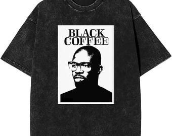 Camiseta extragrande con efecto desgastado color café negro / Camiseta con estampado de DJ de Afro House