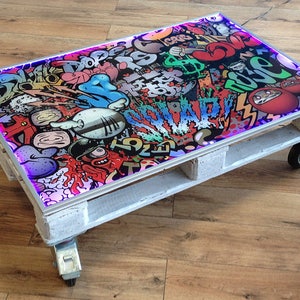 Pallet table, table, living room table with glass top