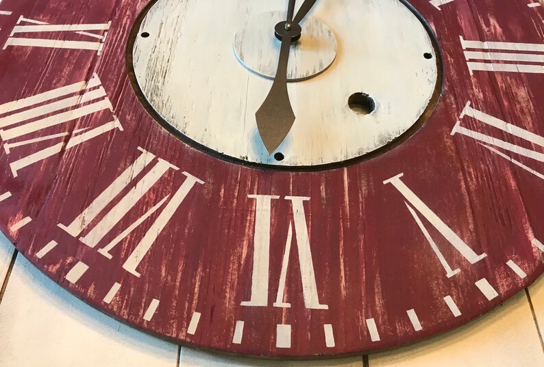24 Barn Red Oversized Rustic Farmhouse Wall Clock Large Etsy