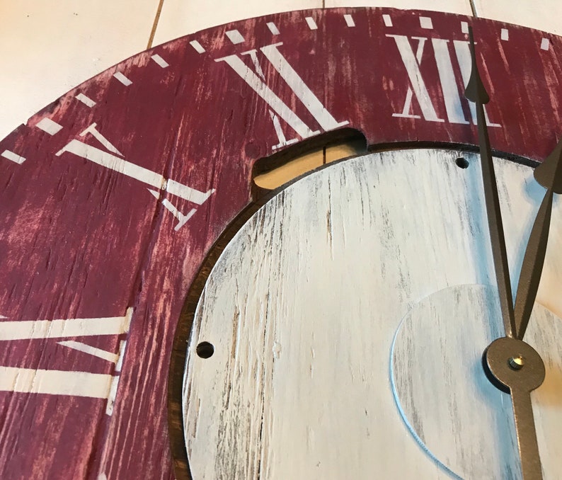 24 Barn Red Oversized Rustic Farmhouse Wall Clock Large Etsy