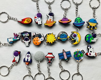 Astronaut and UFO Keyrings/Keychains | emo cute goth hip kitty cat retro 80s 90s fun kids craft fun fashion childhood