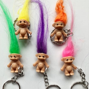 Troll Keyrings/Keychains emo cute goth hip kitty cat retro 80s 90s fun kids craft fun fashion childhood image 1