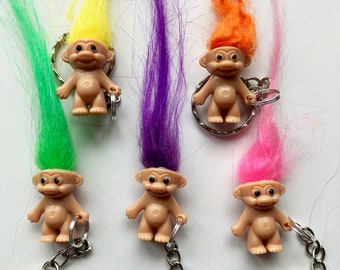 Troll Keyrings/Keychains  | emo cute goth hip kitty cat retro 80s 90s fun kids craft fun fashion childhood