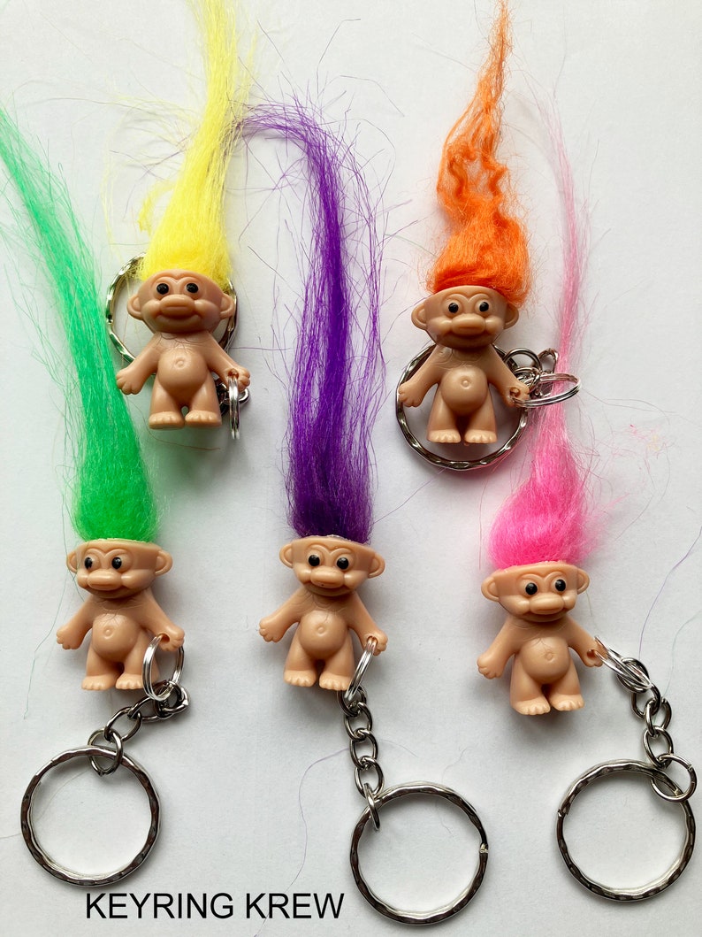 Troll Keyrings/Keychains emo cute goth hip kitty cat retro 80s 90s fun kids craft fun fashion childhood image 1