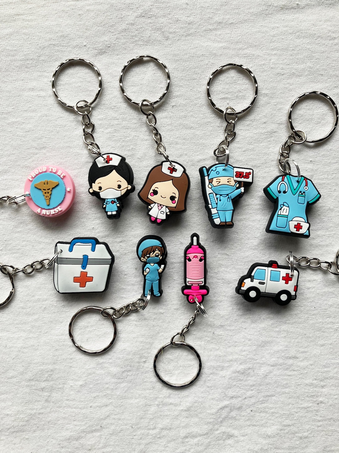Doctor and Nurse Custome Keyrings Keychains Nurses Doctors Medical Cute