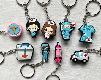 Médecin et infirmière Custome Keyrings Porte-clés | infirmières médecins médical mignonne aider