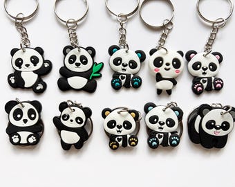 Panda süße Schlüsselringe/Schlüsselanhänger | gezeichneter niedlicher Emo Kindertiere Zoo lustig