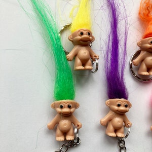 Troll Keyrings/Keychains emo cute goth hip kitty cat retro 80s 90s fun kids craft fun fashion childhood image 3