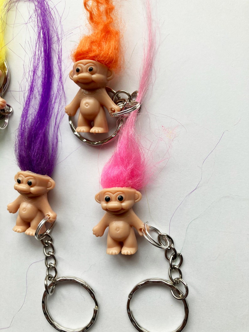 Troll Keyrings/Keychains emo cute goth hip kitty cat retro 80s 90s fun kids craft fun fashion childhood image 2