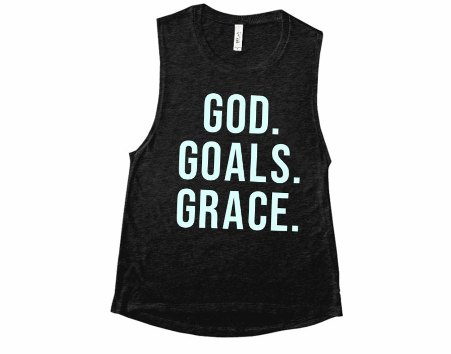 Womens Fitness Tank Womens Muscle Tank Top God Goals Grace Etsy