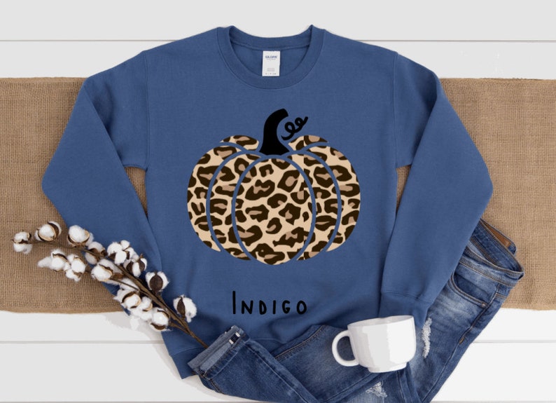 Leopard Pumpkin Sweatshirt Womens Fall Sweatshirt Etsy