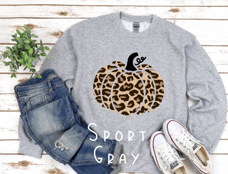 Leopard Pumpkin Sweatshirt Womens Fall Sweatshirt Etsy