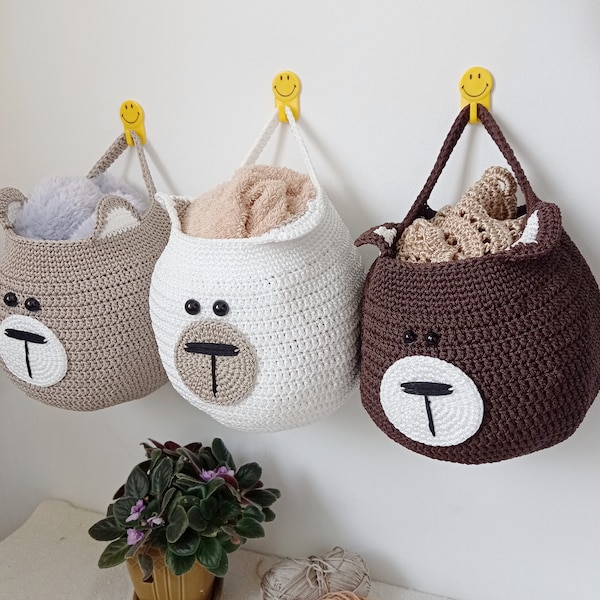Bear-shaped Hanging Basket - Charming Nursery Decor and Storage Solution, 1 pc