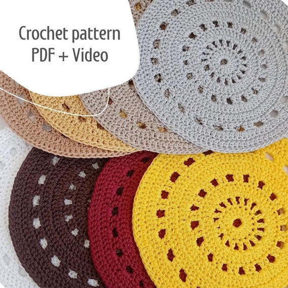 Lot De 5 Napperons Ovales Jaunes – Madras Au Crochet, Fait Main, Style Campagne