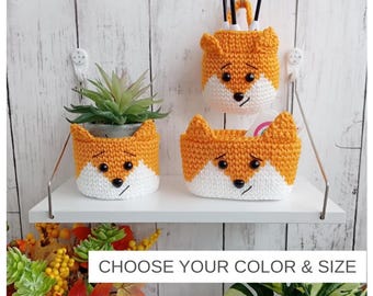 Fox Decor - Small Crochet Basket for Home Organization