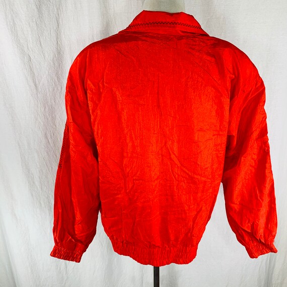 Vintage 80s Lavon Red Nylon Blazer Top Aztec Jack… - image 7
