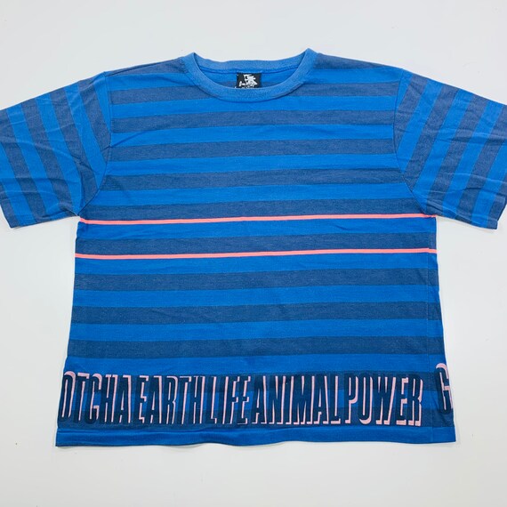 Vtg 80s Gotcha Surfer Brand Blue Stripe 