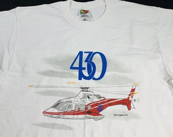 Vtg 1997 Bell Textron American Aerospace 430 Helicopter White T-Shirt Sz Medium