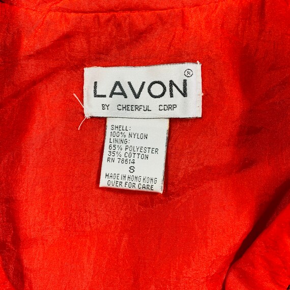 Vintage 80s Lavon Red Nylon Blazer Top Aztec Jack… - image 2