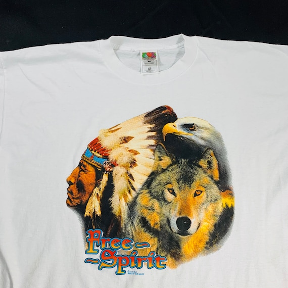 Vintage 90s American Indian Gray Wolf Free Spirit… - image 1