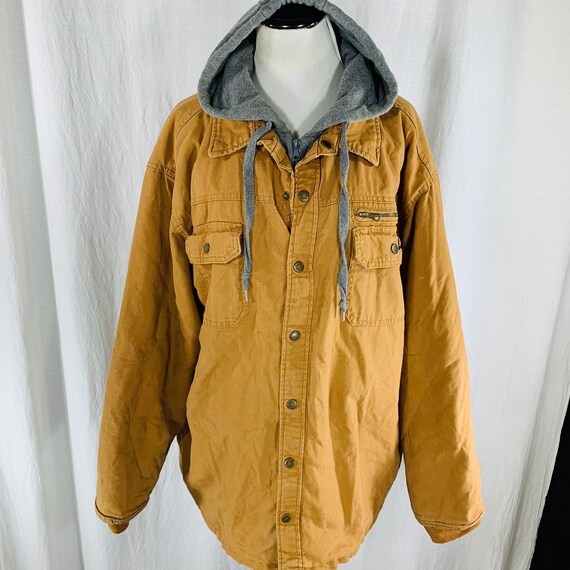 Dickies Brown Canvas Hooded Utility Jacket Quilted Lined Vintage Y2k Size XL