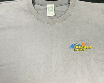 Vintage 90s The Holiday Band Beach Music Embroidered Logo Gray T-Shirt Size XXL