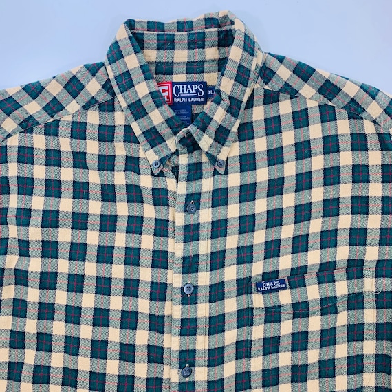 Ralph Lauren CHAPS Green Madras Plaid Button up Camisa de - España