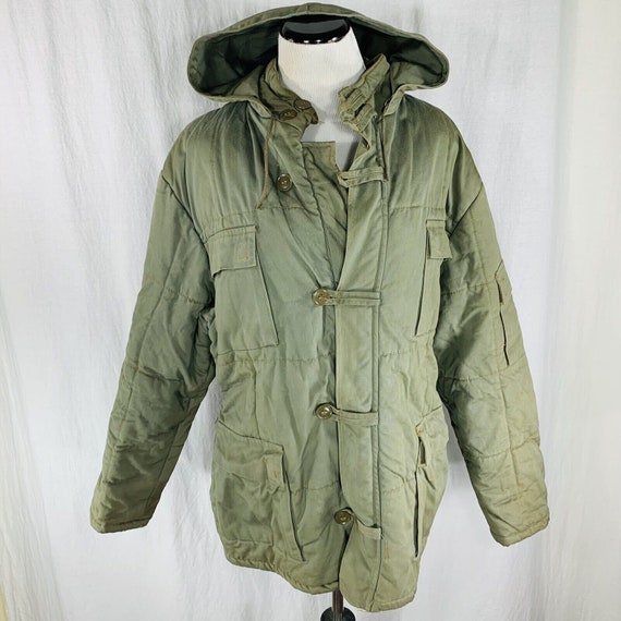 J.C.Penney men's insulated vintage winter coat M tall faux fur snorkel hood  nice