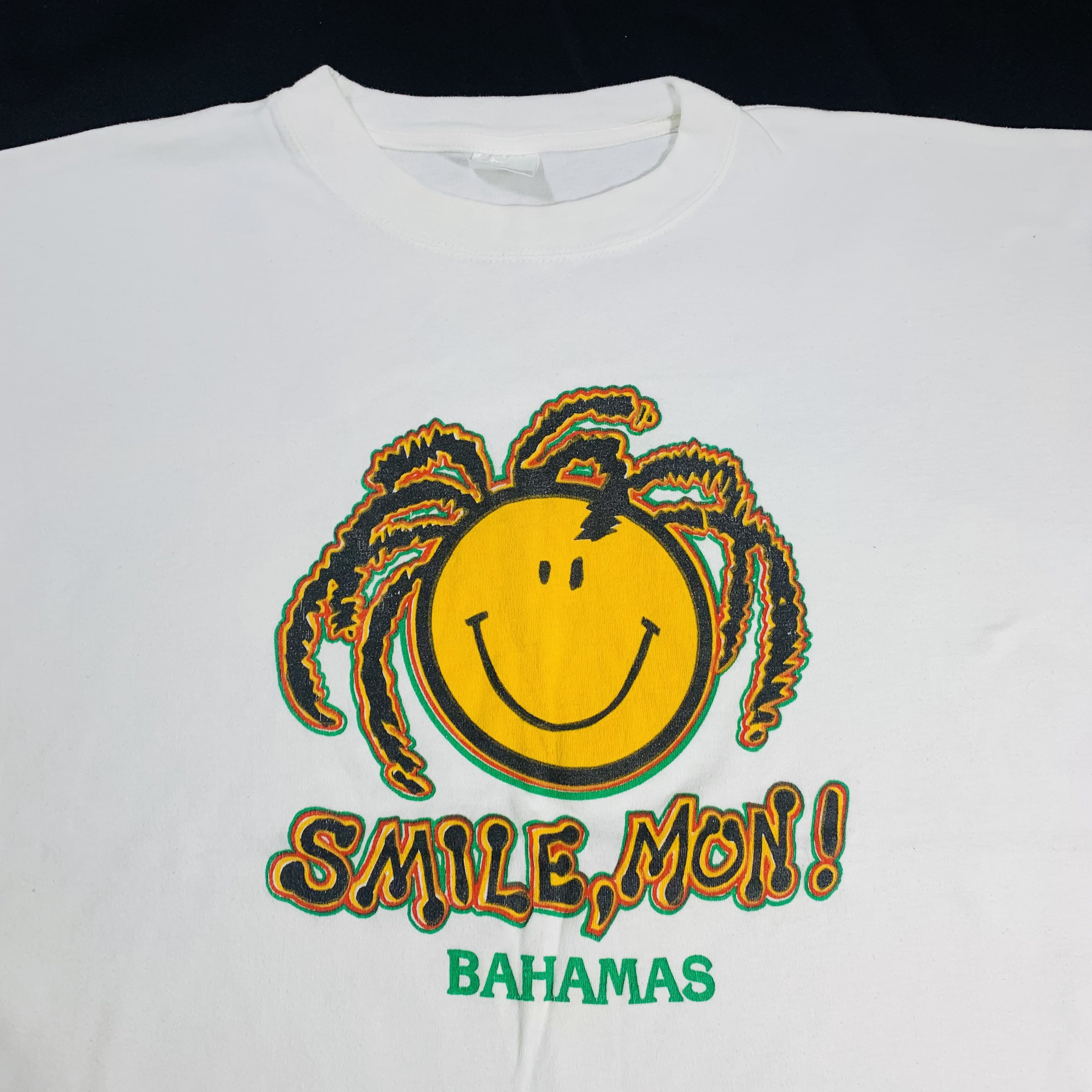 Vintage 90s Bahamas Smile Mon Rasta Smiley Face White Crew - Etsy