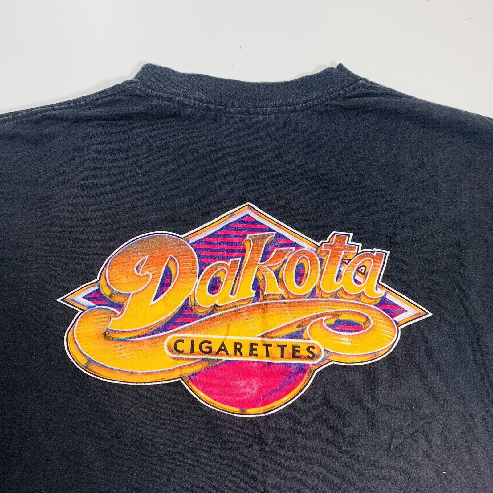 dakota cigarettes Vintage 90s RJR Tobacco Dakota Cigarettes Black Pocket T-shirt Size XL USA  Made