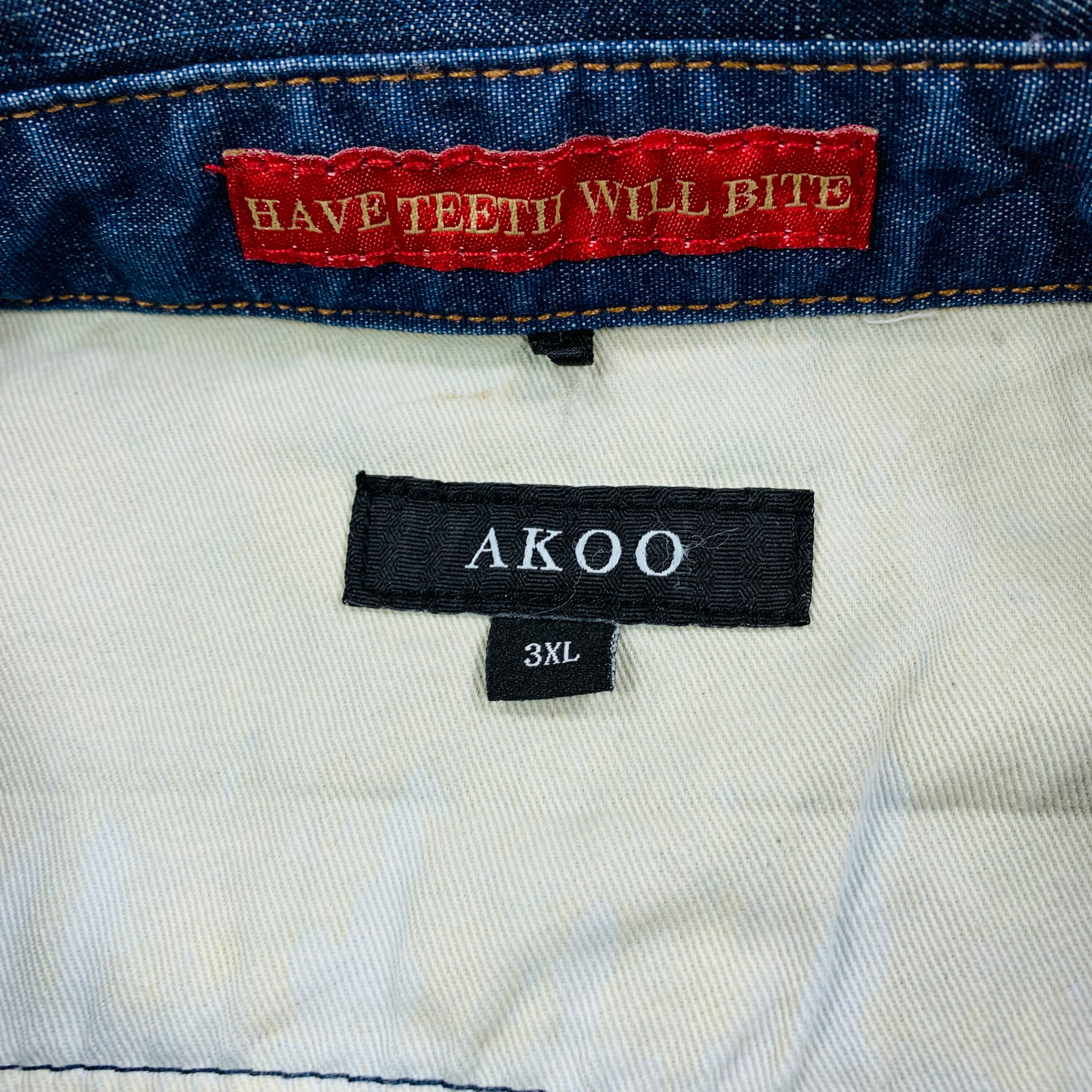 AKOO Dark Wash Blue Denim Button Down 