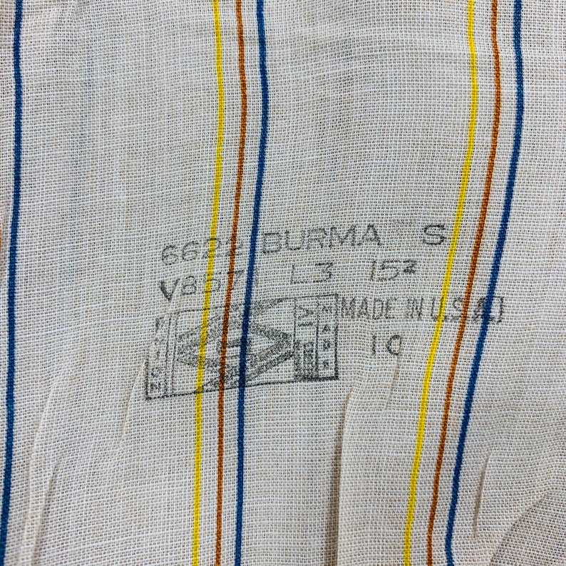 Vintage 70s Arrow Kent Collection Beige Stripe White SS Shirt Size 15.5 Union Made