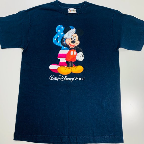 Vtg 90s Walt Disney World Blue T-Shirt Mickey Mou… - image 2
