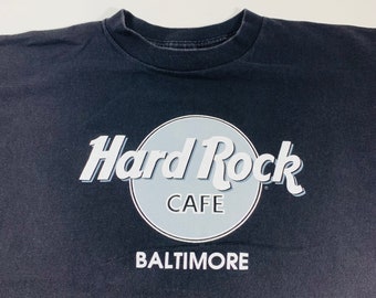 Vintage 90s Hard Rock Cafe Baltimore, MD Black Crew Neck T-Shirt Size XL USA