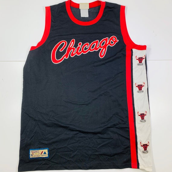 Vintage NBA Chicago Bulls Black Red Majestic Hardw